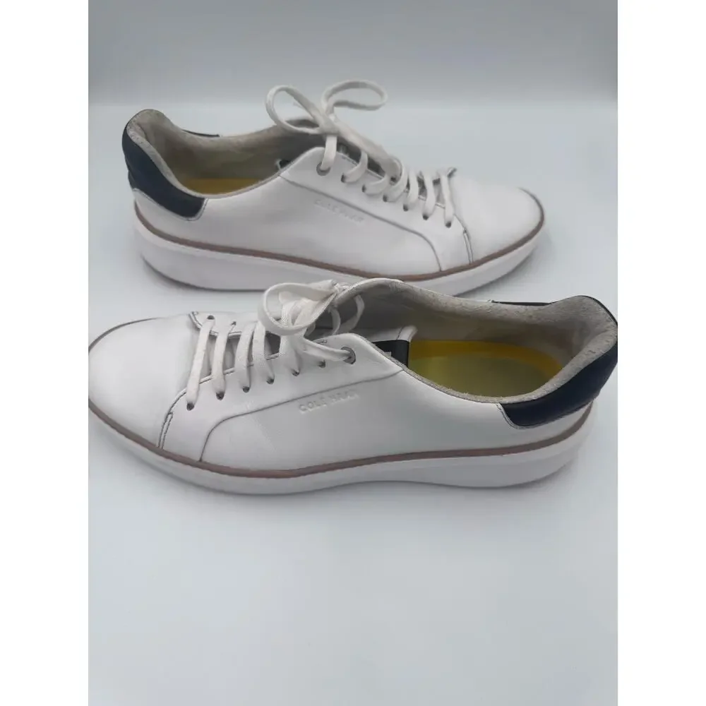 Cole Haan GrandPro Topspin Men’s 11M White Leather Sneakers Navy Casual Shoes